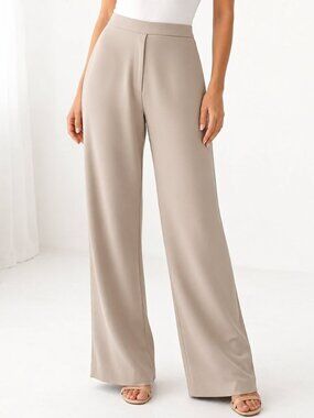 Max Studio Women's Wide Leg Taupe Trousers, M